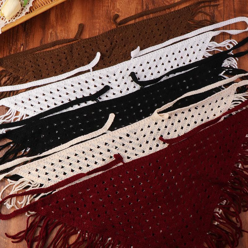 Y2K Ажурный шарф-треугольник с бахромой для женщин Весенний регулируемый многослойный аксессуар Универсальная повязка на талию/бедра Бандана