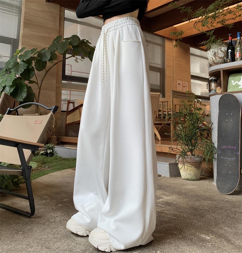 Spring Autumn Loose Casual Wide Leg Pants Female High Waist Fashion All-match Solid Color Sweatpants Trousers