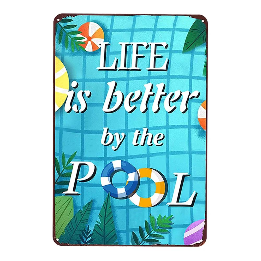 Жестяная табличка PC Pool Rules D Железо Олово Нет ныряния Нет бега Нет мочеиспускания Металлическая живопись для украшения стены наружного бассейна на заднем дворе