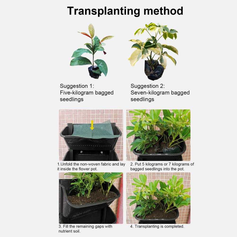 Настенный цветочный горшок Вертикальный садовый кашпо Самополив Набор настенных кашпо Штабелируемые вертикальные цветочные горшки с дренажными отверстиями