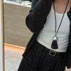 Модные женские длинные жемчужные колье с кисточками, регулируемые, в корейском стиле, колье с кисточками, кожаный шнурок, женские колье