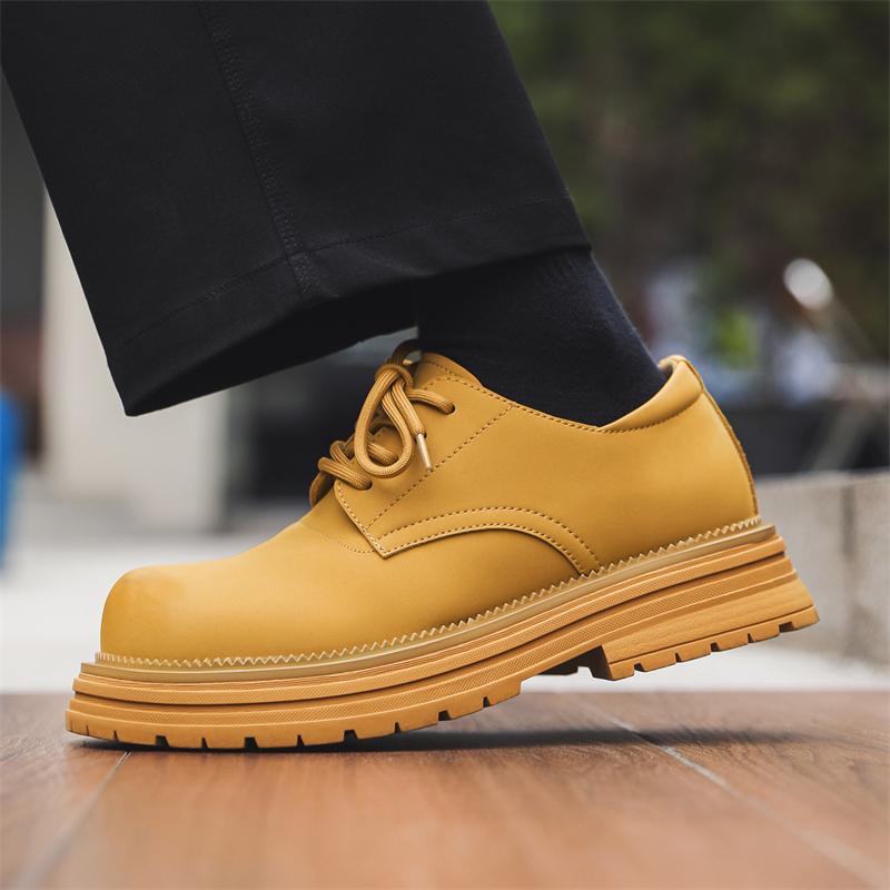 Модные повседневные туфли Дерби мужские кожаные туфли Модный минималистский дизайн Повседневные офисные туфли для отдыха на открытом воздухе для деловых вечеринок Туфли на толстой подошве Белые