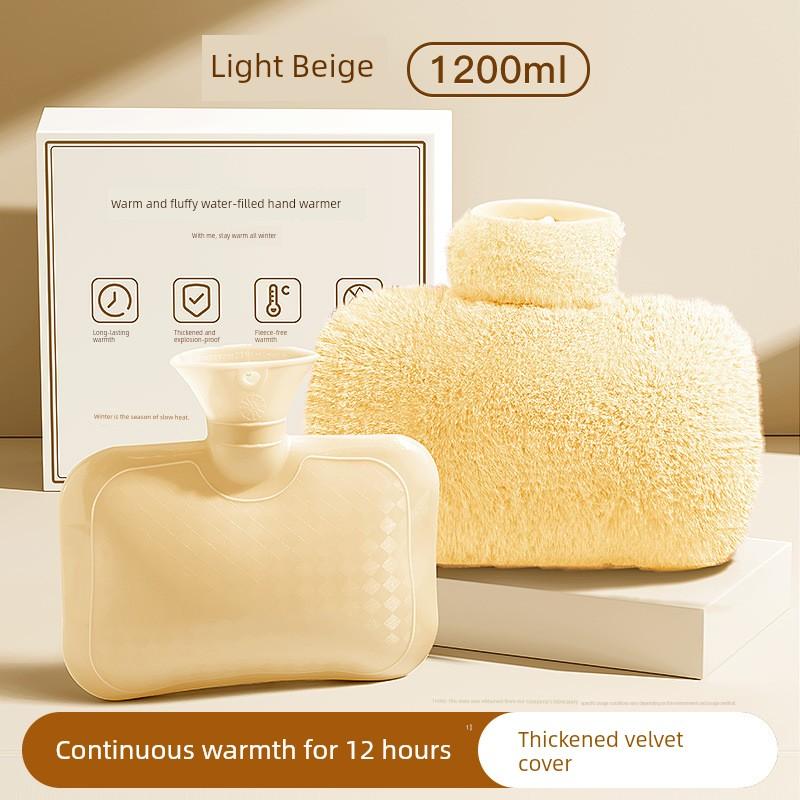 High-End Hand Warmer Hot Water Bottle, Refillable, Thickened, Suitable for Use in Bed, for Warming Feet, Relieving Menstrual Pain, and Hot Compresses