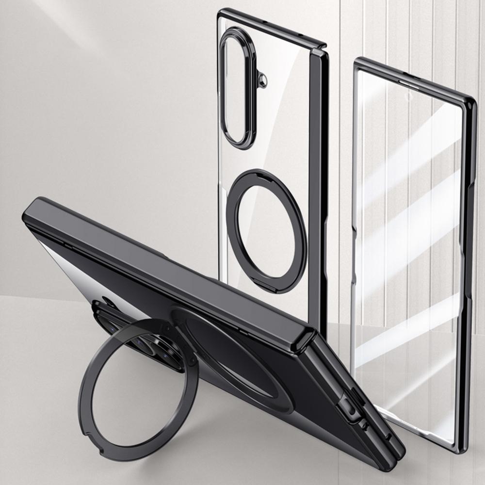 For Samsung Galaxy Z Fold7 5G Case Compatible with MagSafe Kickstand Electroplated PC Phone Cover with Screen Protector