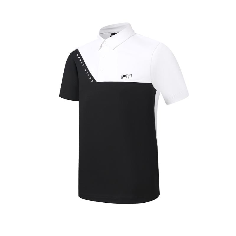 Fila Серия Гольф Прохладное прикосновение Модная рубашка-поло Мужские топы Глубокий черный A11M635144FBK