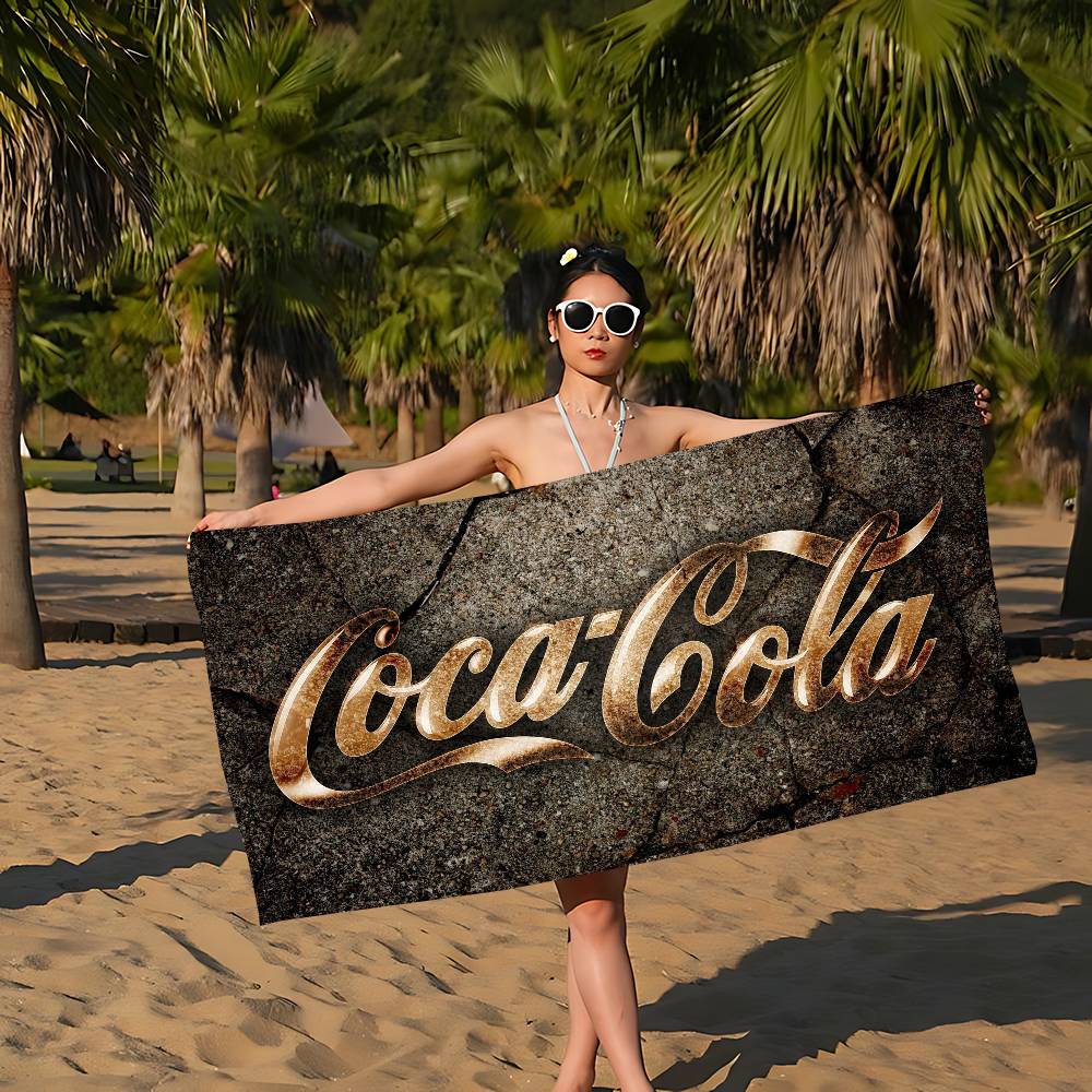 Газированный напиток C-Логотип Coca-Cola Аниме Пляжное полотенце для плавания Мягкое впитывающее кухонное полотенце Детские подарки Для детей Путешествия Кемпинг Тренажерный зал