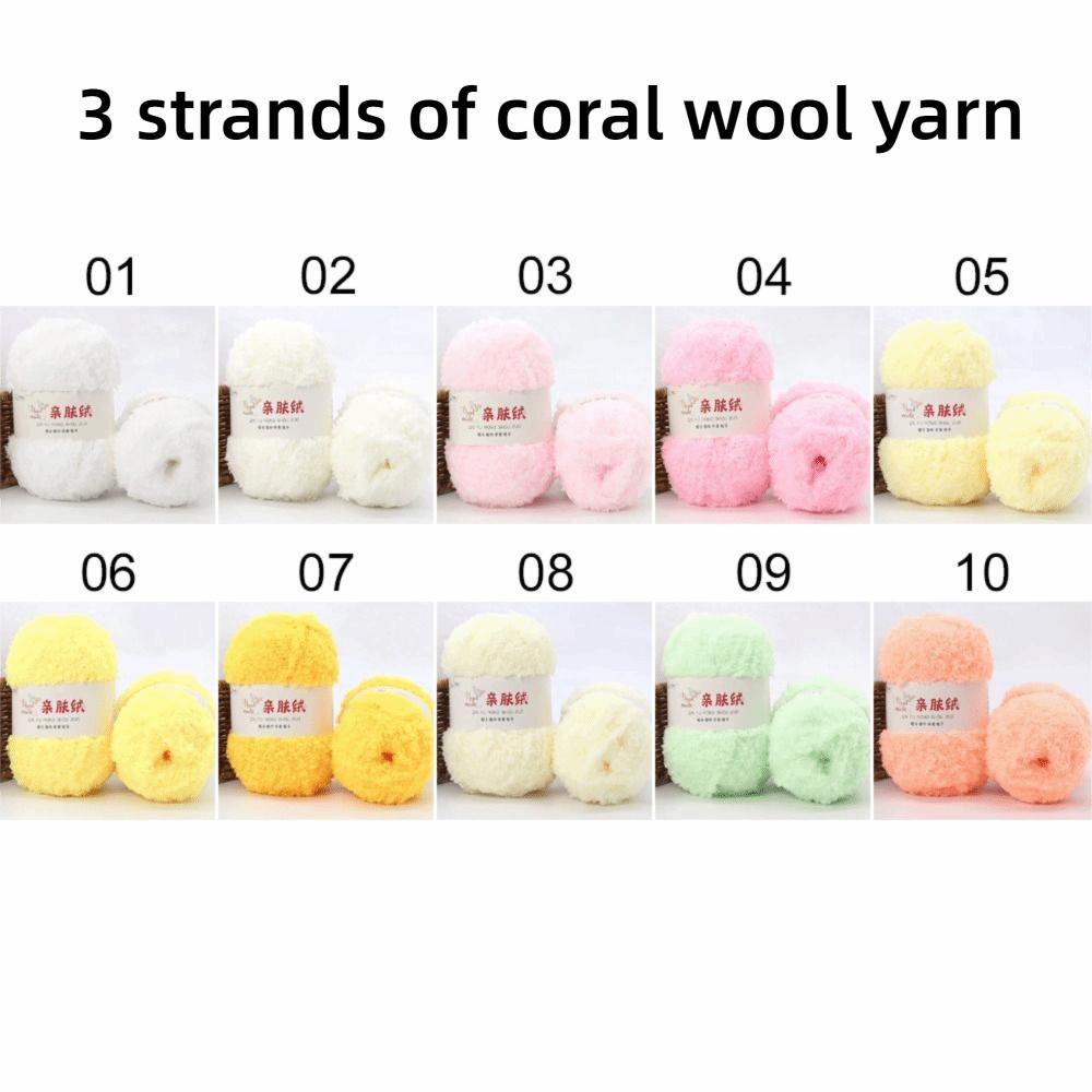 50g Set Coral Velvet Yarn 3 Strands Crochet Yarn Chenille Wool Chenille Yarn Crochet DIY