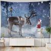 Christmas Tapestry Wall Hanging Winter Night Snowflake Elk Santa Claus Hanging Fireplace Blanket Gift Home Wall Decorations