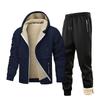 Mens Winter Fleece Tracksuit Thick Warm Hooded Sweatshirt Pants Set Casual Sportswear