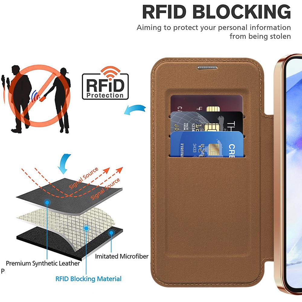 Чехол для Samsung Galaxy A55 5G, совместимый с MagSafe, кожаный чехол для телефона с RFID-блокировкой