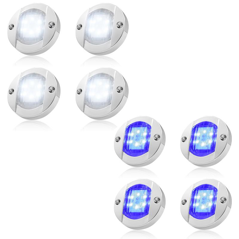 4Pcs 12V LED Marine Boat Interior Light Courtesy Light Cabin Deck Walkway Stern Light for Camper Van Caravan Motorhome Boat RV