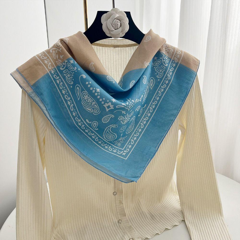 Breathable Cotton Square Scarf Korean Small Scarves Elegant Cashew Nut Print Silk Scarf Vacation