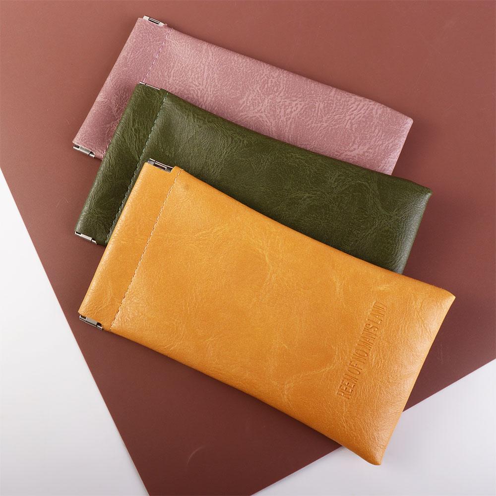 Simple Waterproof Cosmetic Bag Small Coin Purse Sunglasses Storage Bag PU Leather Glasses Case