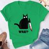 Футболка Cat What Убийственный кот с ножом Забавная футболка унисекс Рубашка на Хэллоуин для мужчин и женщин