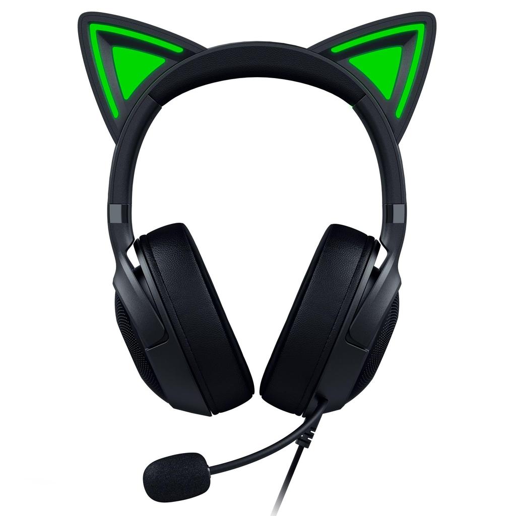 Razer Kraken Kitty V2 Black Wired Gaming Headset with Unique Cat Ears That Allows You To Assert Your Individuality When Broadcasting Lighting That