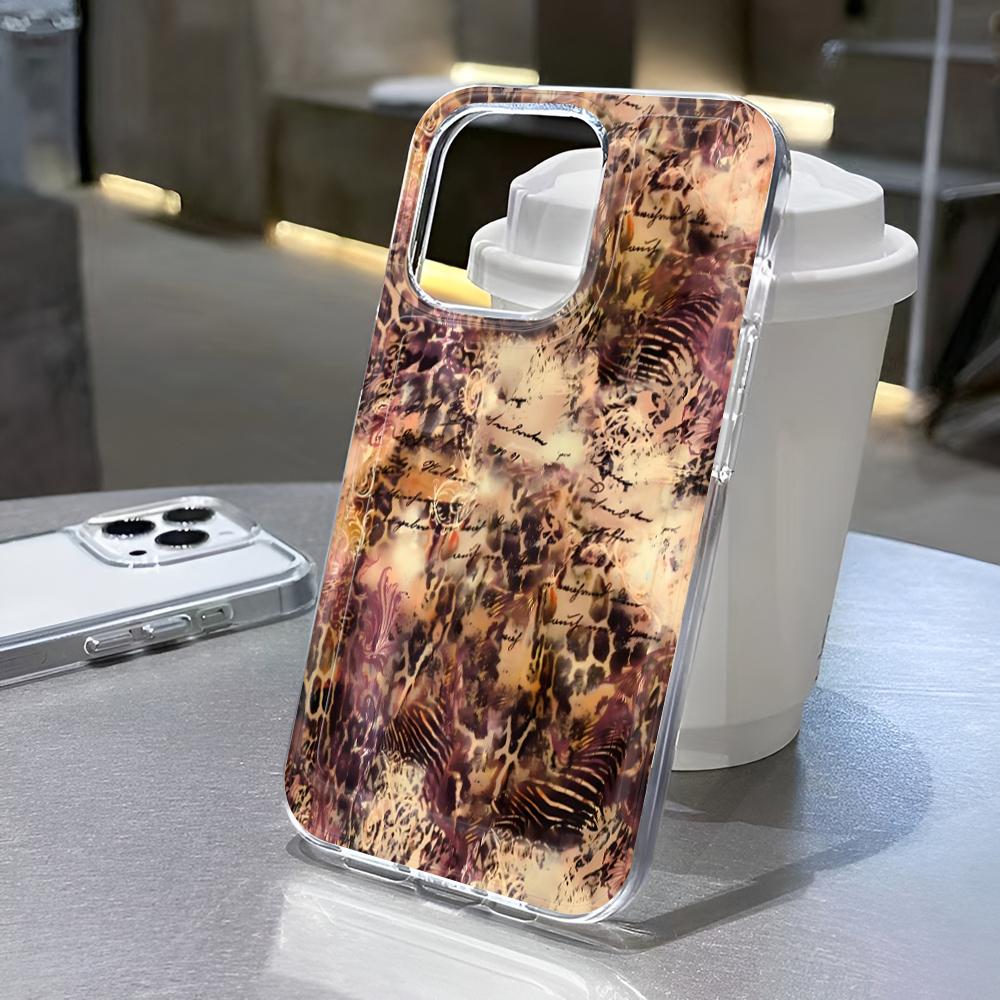 Чехол для телефона в стиле леопардового принта для iPhone 17 16 Pro Чехол iPhone 13 15 14 11 12 Pro Max Air 8 7 Plus Прозрачный противоударный чехол