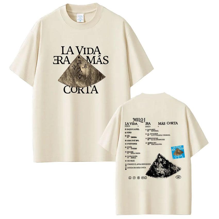 Rap Singer Milo J La Vida Era Mas Corta Album Merch Tshirt Fan Gift Summer Mens Womens Hip Hop Cotton Street Wear Tshirt