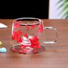 High Appearance Double Layer Petal Quicksand Glass Cup with Real Dried Flowers