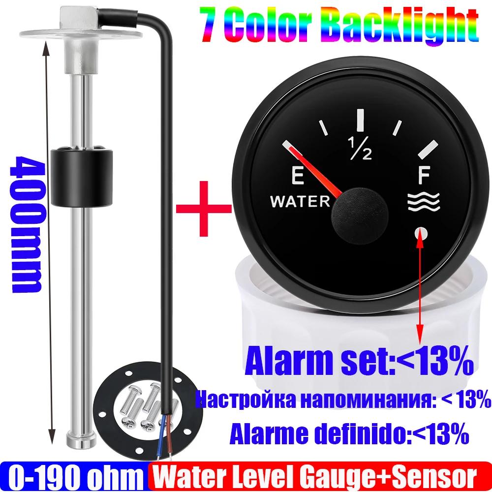 Custom Water Float Sensor+Water Level Gauge Pointer 7 Colors 2“52mm Water Tank Meter Indicator with Warning Car Boat Yacht 9-32V
