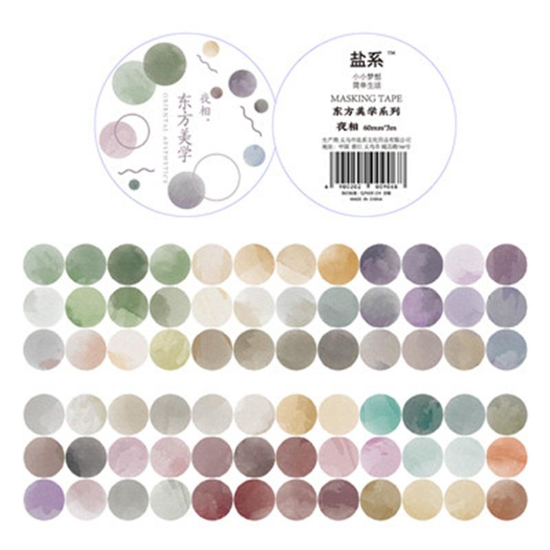 1 roll Watercolor Polka Dot Sticker Junk Journaling Accessories Scrapbooking DIY Color Label Washi Sticker Stationery Suit