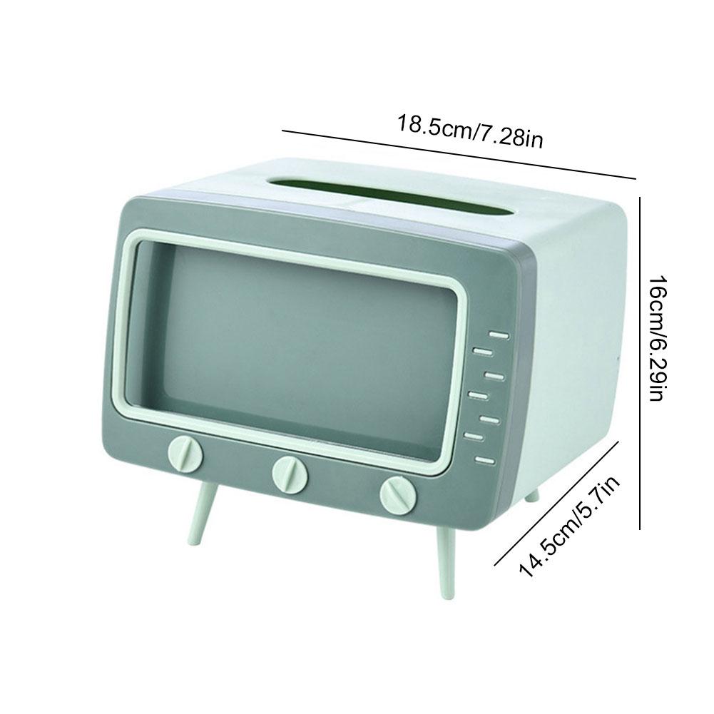 Коробка для салфеток в стиле ретро-телевизора Kawaii с подставкой для мобильного телефона, многофункциональный держатель для домашнего декора гостиной и офиса