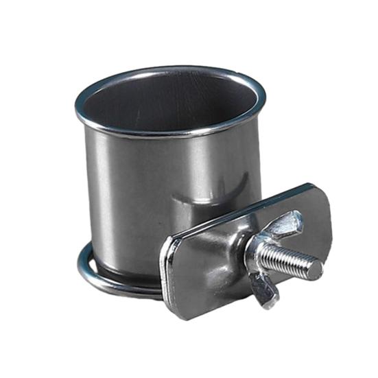 Bird Feeding Bowl Stainless Steel Parrot Feeder Birdcage Feeder Cup with Clamp