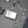Badge Clip Leather Card Cover With Neck Strap Leather Badge Holder ID Card Holder  Work Bank Card