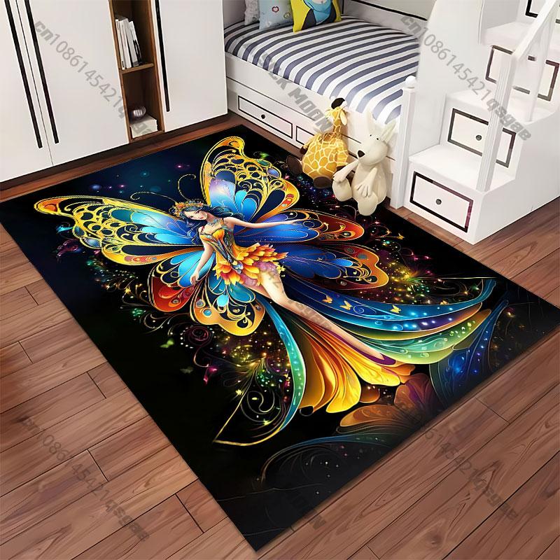 Majestic colorful butterfly fairy carpet Yoga living room room decor children's crawling mat doormat area rug games mat