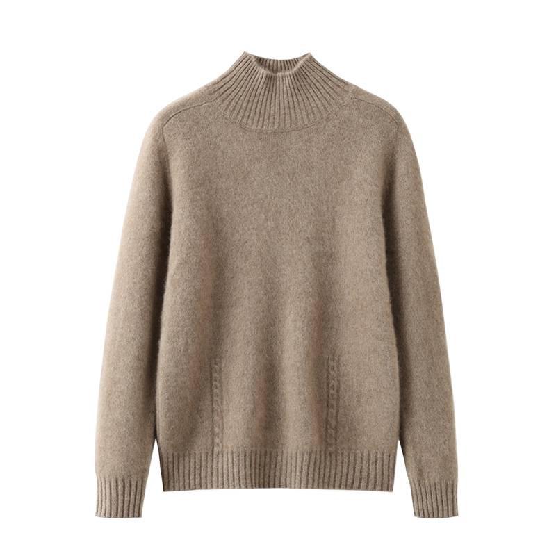 Women's Cashmere Knit Long Sleeve Base Layer - Soft, Warm, and Skin-Friendly for Autumn/Winter