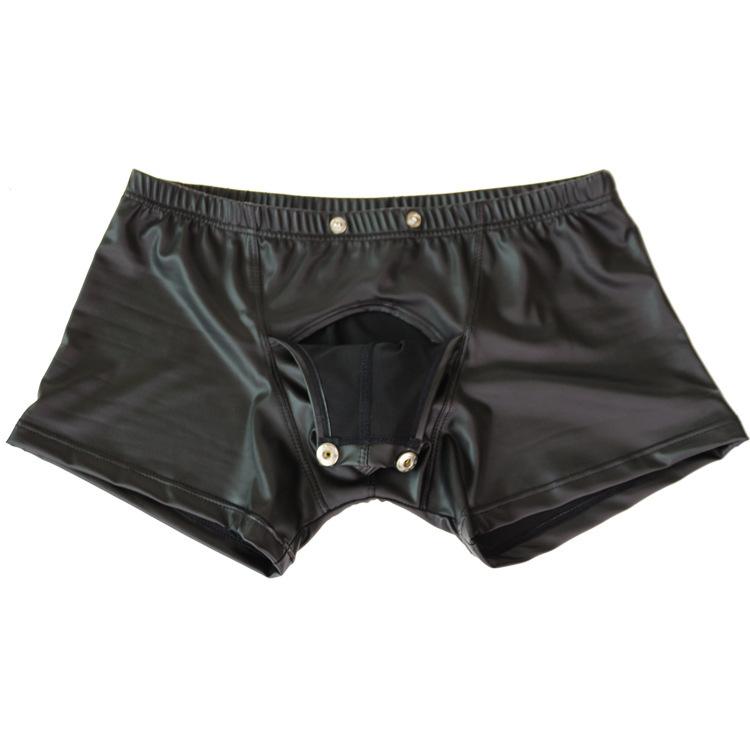 Jockstrap Underwear Crotchless Boxers For Men U Convex Exotic Faux Leather Panties Sissy Pouch Stage Shorts Mens Physique