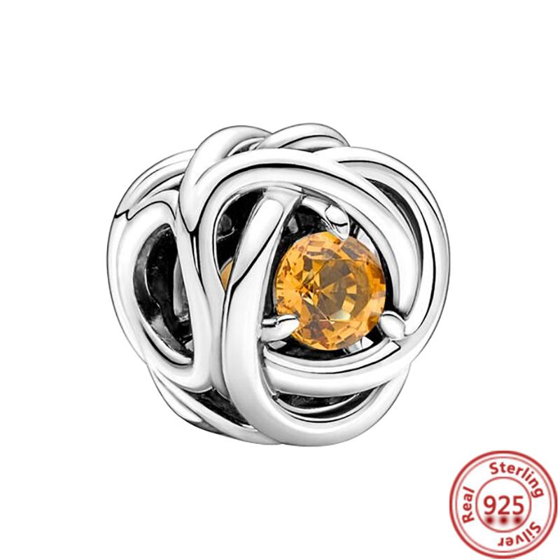 Новый 12 Созвездие Месяца Цвет Вечности Круг Подвеска Подходит Оригинальные Подвески Браслет Из Бисера Стерлингового Серебра 925 DIY Ювелирные Изделия