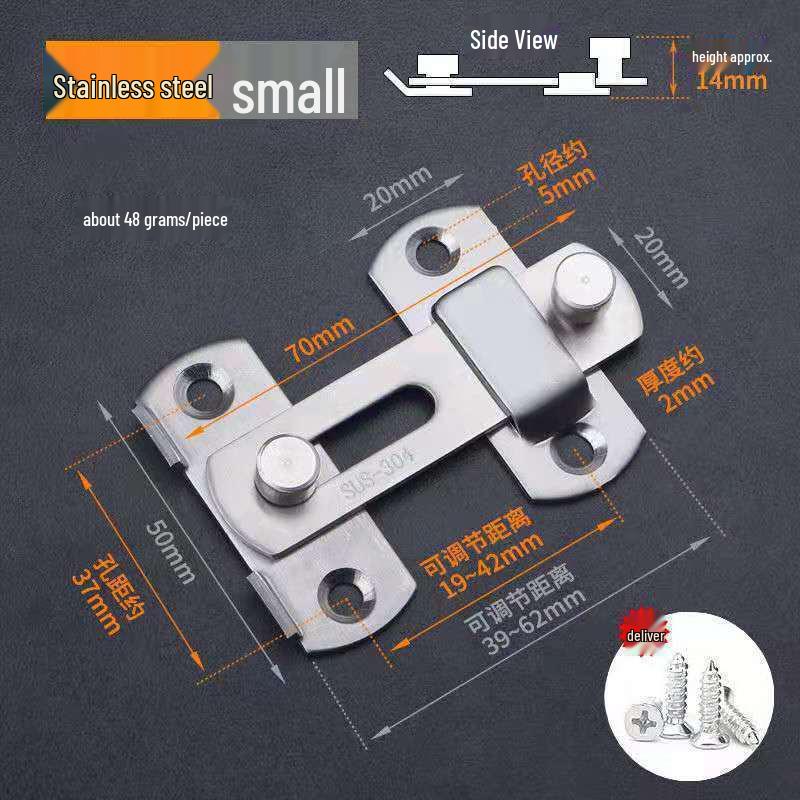 Замок для раздвижной двери из нержавеющей стали без сверления для внутренней ванной комнаты или туалета