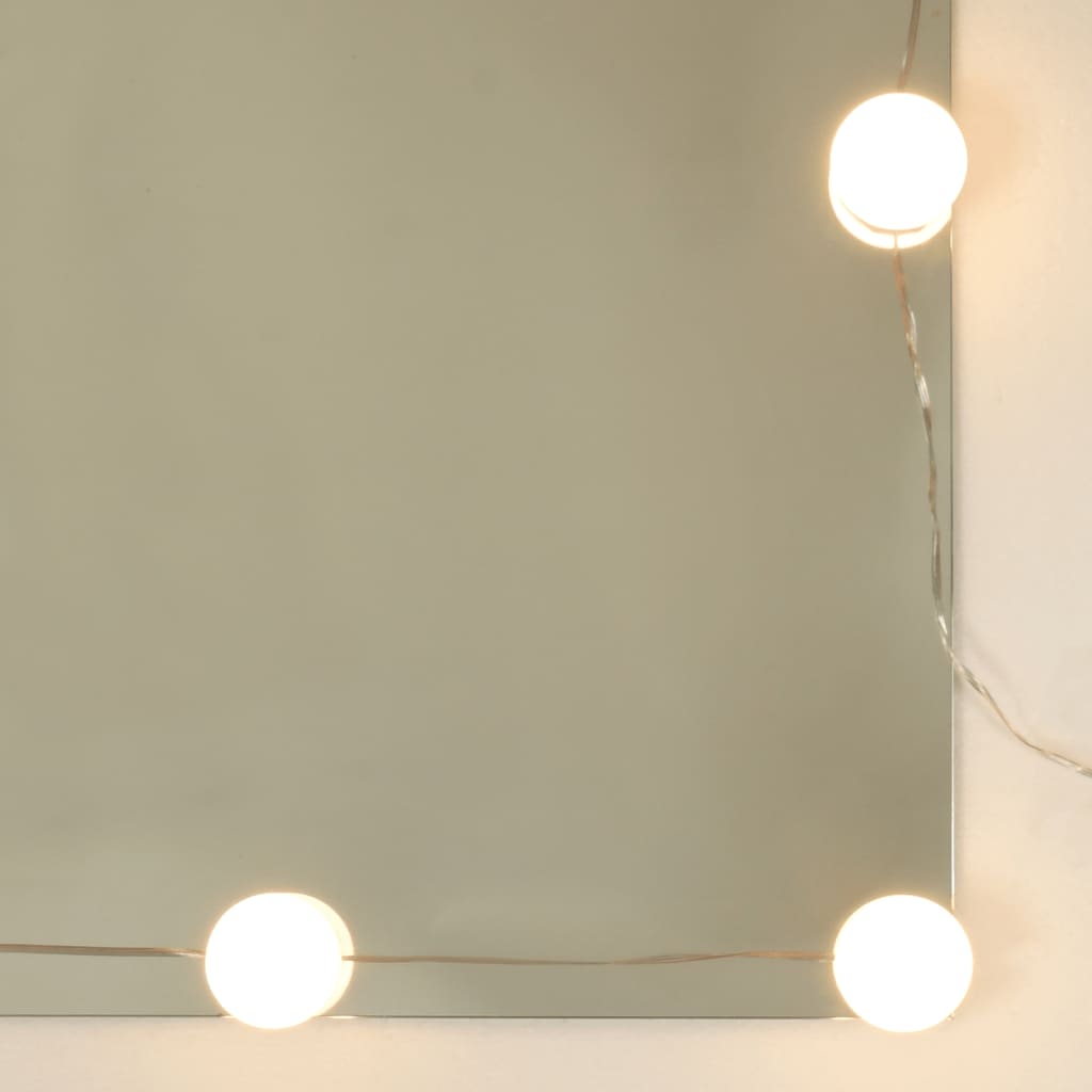 LED Vanity Table with Cabinet Smoked Oak Wood Based Material