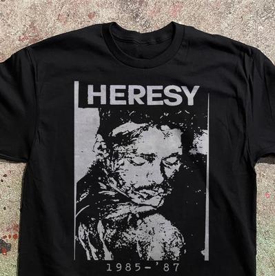 Футболка Heresy, 1985-1987, Арт-футболка с фотокопией, Мерч британской хардкор-панк группы, Графическая футболка в стиле краст-панк и грайндкор
