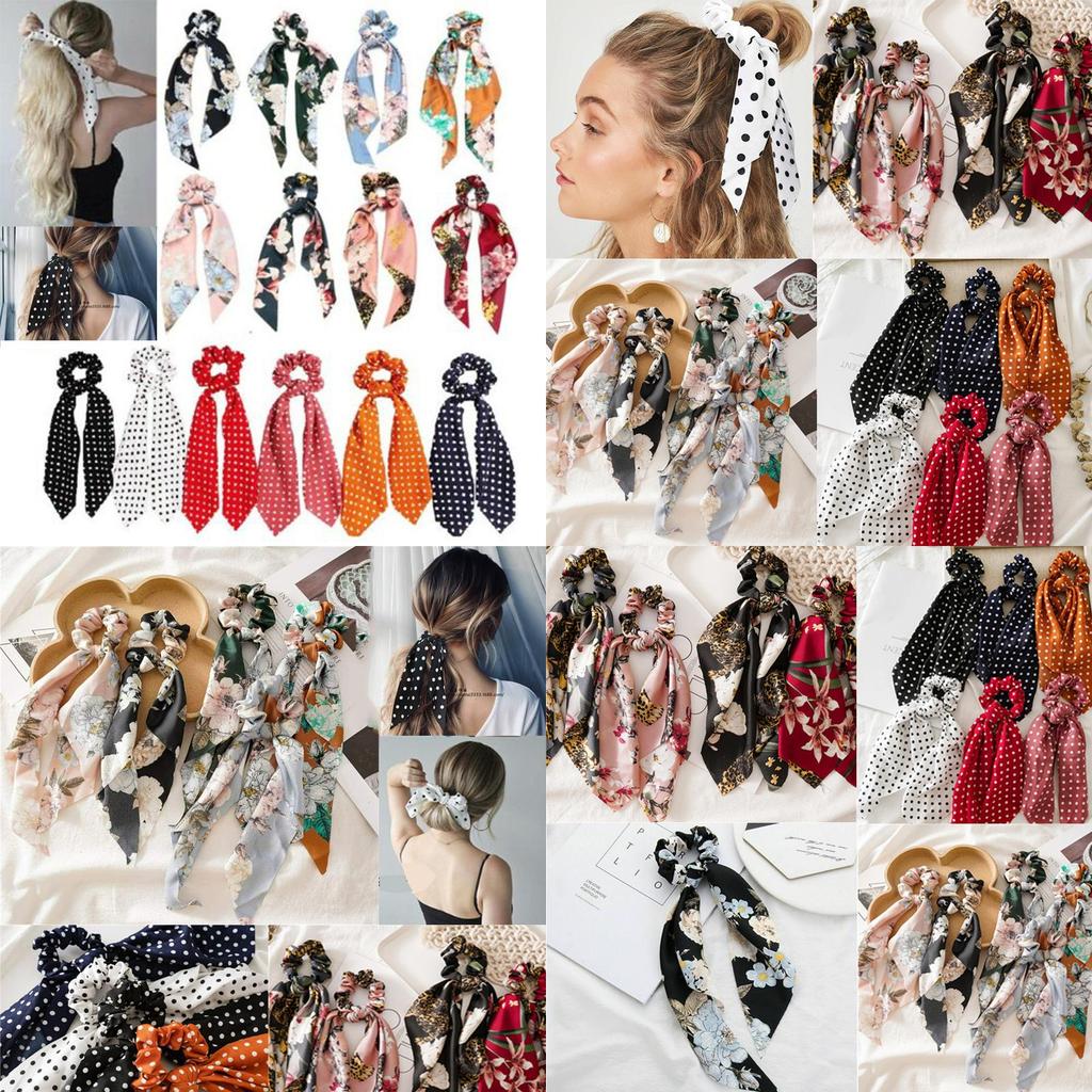 Универсальный цветочный бант для волос, резинка-скранчи, шарф с шикарной богемной эластичной лентой для волос, лента