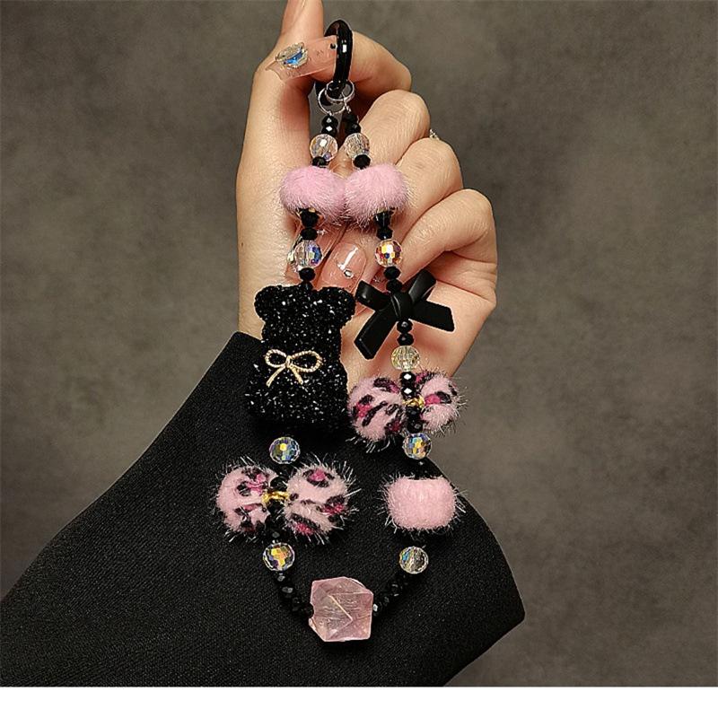 Luxurious Rhinestone Bear Handbag Chain & Mobile Phone Strap - Cartoon Wrist Lanyard & Pendant
