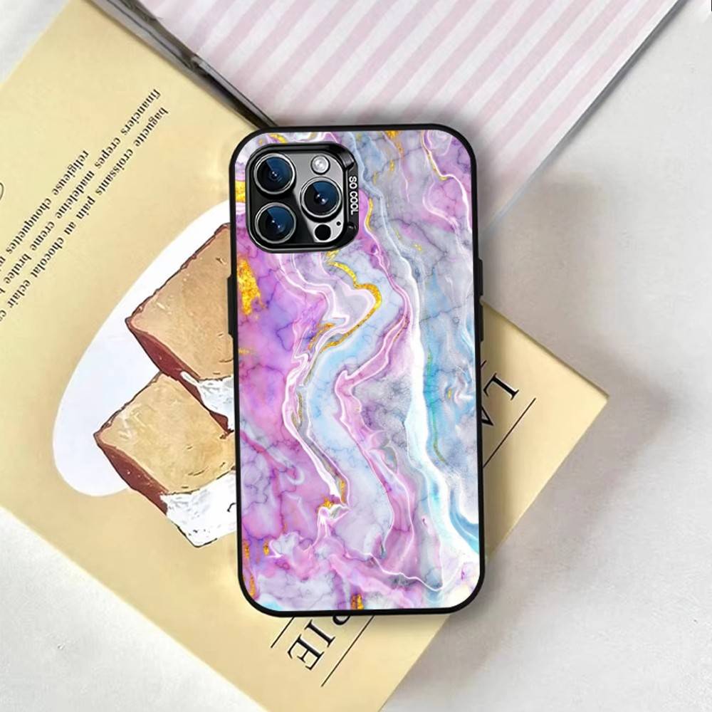Чехол с мраморным узором для iPhone 17, 16, 15, 14, 13, 12, 11 Plus, Pro Max, XS, Цветной Посеребренный Внутренний Чехол