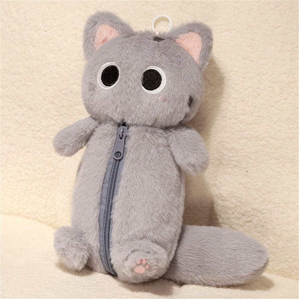 Large Capacity Stationery Bag Siamese Cat Cat Pencil Bag Kawaii Plush Pencil Case Office Supplies
