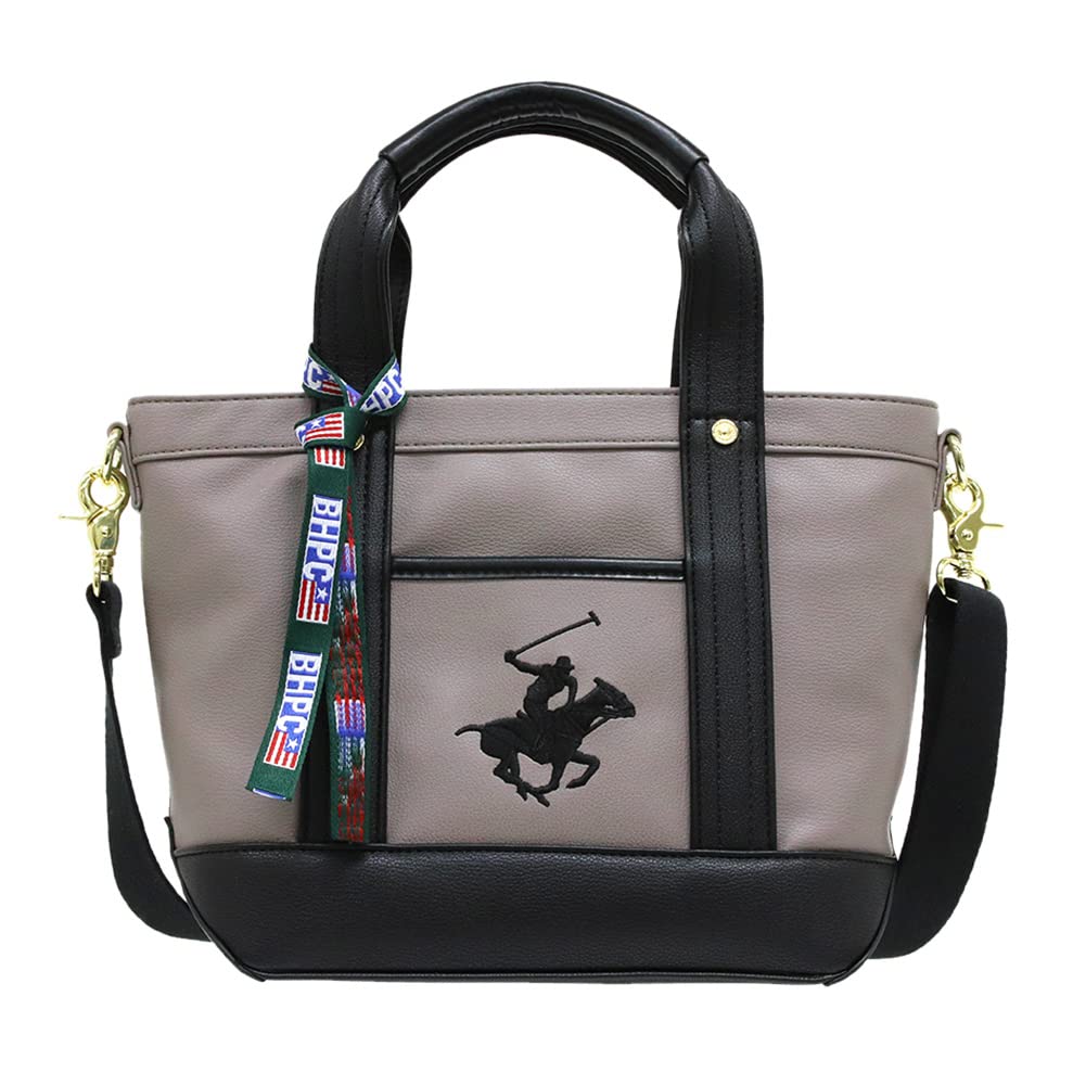 Сумка-тоут Beverly Hills Polo Club из ПУ с плечевым ремнем, женская, 2-Way Strap, BH2006N, Серый/Черный/Черный
