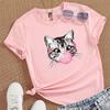 Модная женская футболка с милым животным и принтом кота, забавная повседневная футболка с круглым вырезом и короткими рукавами, летняя женская футболка