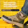 Регулируемые ботинки с защитным носком для мужчин, амортизирующие рабочие кроссовки, слипоны со стальным носком, водостойкие, устойчивые к проколам защитные ботинки