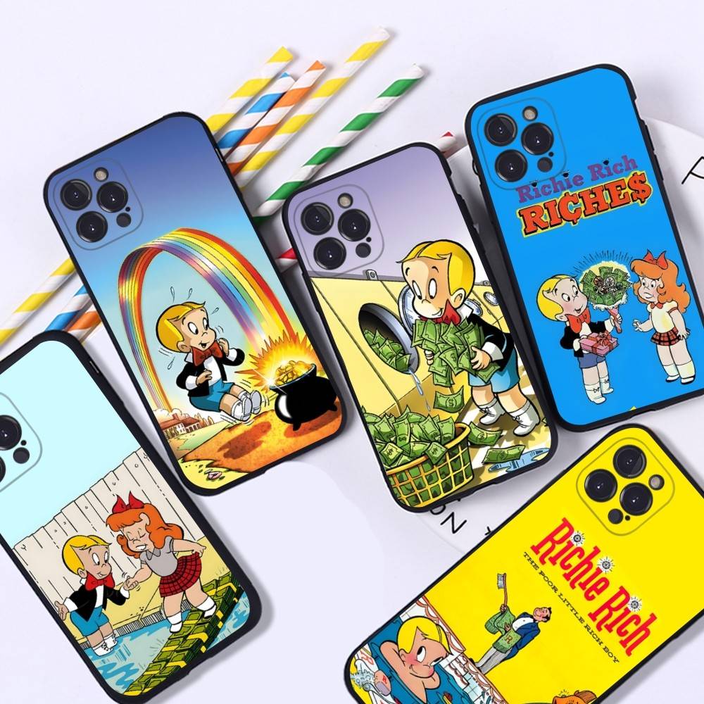 Cartoon Richie Rich Phone Case For IPhone 17 16 15 14 13 12 11 Pro Max Plus Mini Silicone Black Cover