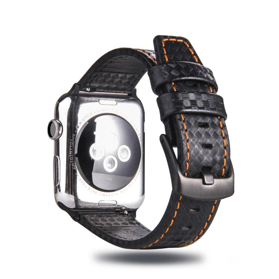 Модный кожаный ремешок из углеродного волокна для Apple Watch 9 8 7, ремешки с ультра-пряжкой для часов IWatch6 5 4 3SE 40 44 41 45 мм 49 мм, аксессуары с пряжкой