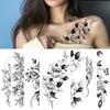 Waterproof DIY Fake Tattoo Black Flowers Temporary Tattoo Body Art Stickers for Body Arm Leg