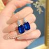 New Royal Blue Pigeon Blood Red Pendant Large Carat Fat Square Color Treasure Earrings Paraiba Ring Green Diamond Suit Women