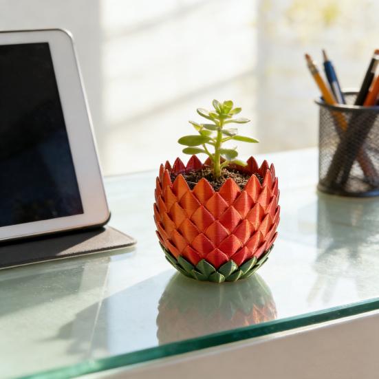 Dragon Scale Planter Pot with Drip Tray Indoor Outdoor Succulents Herb Plants Flower Pot Container with Drainage Holes Home Balcony Garden Decoration