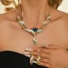 Colorful Rhinestone Jewelry Set Exaggerated Style Collar Necklace Earring Set Dress Accessories