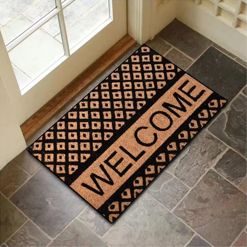 Welcome Design Door Mat Natural Style Non Slip Durable Entrance Rug Indoor Home Decor For Families Loving Welcome Accents