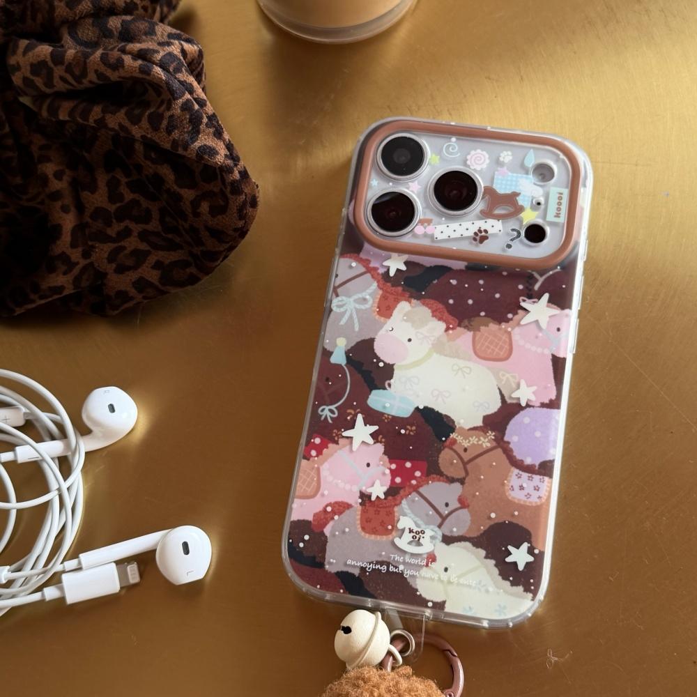 ins splashing ink bow pony applies to Apple 17 mobile phone case iphone16promax new 15 girl heart all-inclusive anti-drop 17pro Internet celebrity