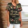 Женский модный повседневный топ с V-образным вырезом и рождественским принтом